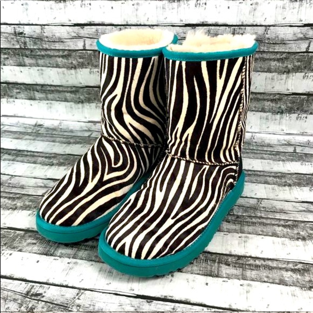 UGG Boots rare zebra and teal color size 11
